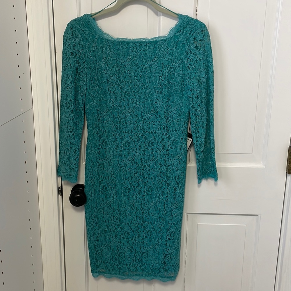 NWT Adrianna Papell teal lace dress